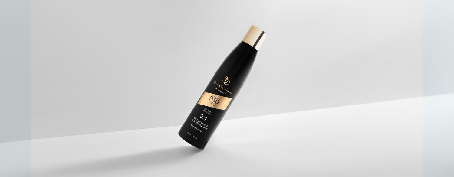 DSD de Luxe 3.1 Dixidox de Luxe Intense Shampoo bottle, a key product in the professional shampoo collection for hair loss prevention and strengthening.